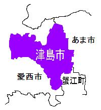 津島市とその近隣の地図