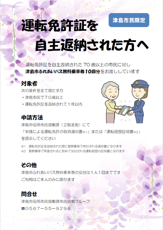 運転免許証を自主返納された方へ